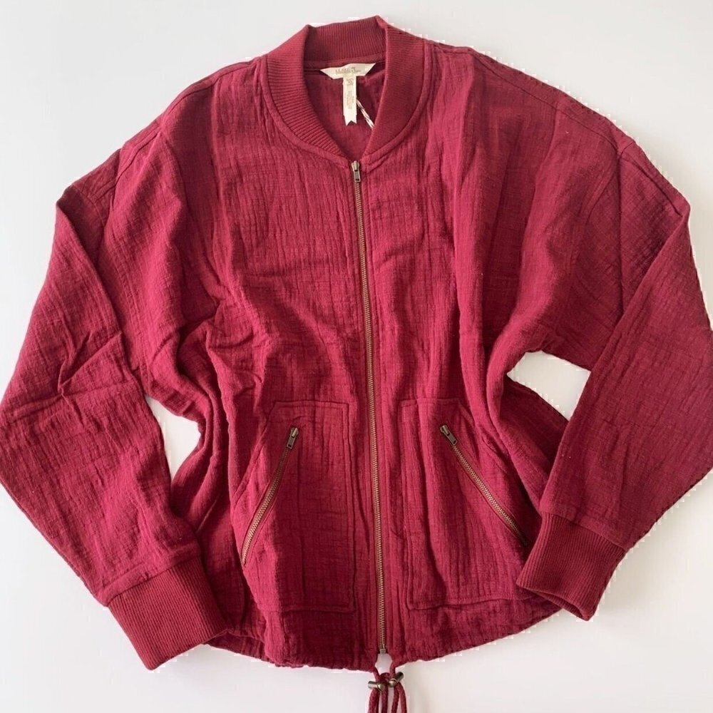 NWT Matilda Jane Women Burgundy Storyteller Bomber Jacket, XS